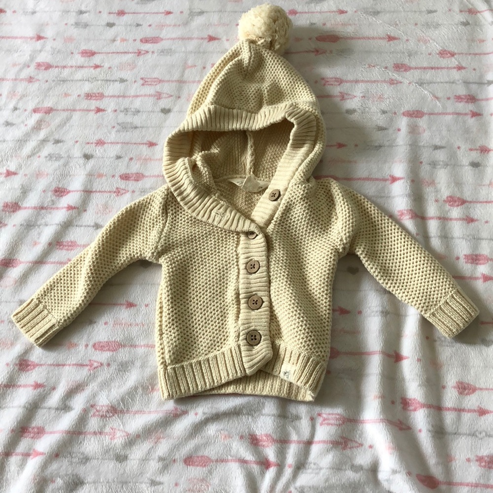 Burt’s Bees Baby Sweater w/ Pom-Pom hood